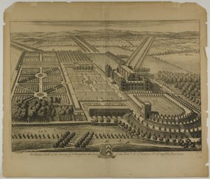 Wollaton Hall in the County of Nottingham, plate 68 from Britannia Illustrata by Johannes Kip