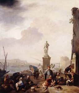 A Mediterranean Seaport with the Monument of Grand-Duke Ferdanindo I of Tuscany at Leghorn