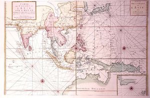 Coastal chart extending from northwestern India to northern Australia by way of Japan and the Philippines by Johannes and Mortier Cornelis Covens
