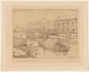 Red Bridge in the Lower Town of Surabaya in East Java