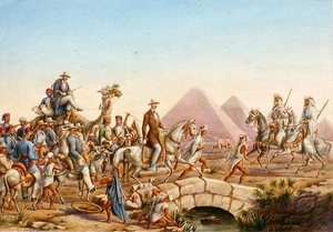 Prince Albert of Prussia with His Entourage Touring the Pyramids at Giza by Johannes Rabe
