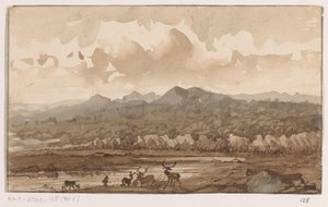 Mountain Landscape with Deer