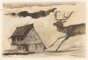 House and Deer by Johannes Tavenraat