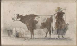 Meadow with Cows and a Farmer