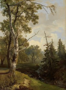 Forest Scene Near Wolfheze (Bosgezicht bij Wolfheze) by Johannes Warnardus Bilders