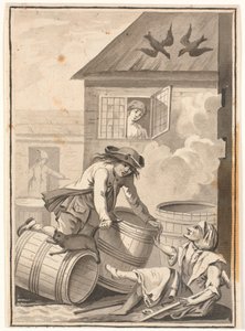 Jens Blok and Gunild. Illustration for Ludvig Holberg: Peder Paars 1772. (Book 2, Song 3)