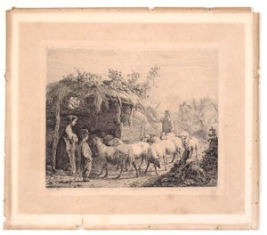 A Flock of Sheep Driven into a Stable by Johannes Wilhelm Zillen