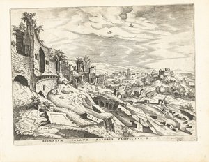Second View of the Palatine in Rome (series title: Roman Ruins, 1561) by Johannes of Lucas van Doetechum (attributed to)