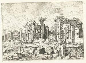 Fourth View of Ruins on the Palatine, Roman Ruins, 1561 (series title) by Johannes of Lucas van Doetechum (attributed to)