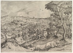 The Belgian Wagon Plaustrum Belgicum from The Large Landscapes, ca. 1555-56 by Johannes van Doetecum I