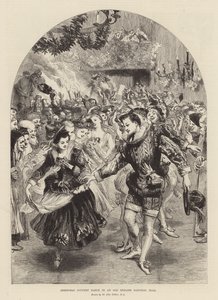 Christmas country dance in an old English baronial hall by John (after) Gilbert