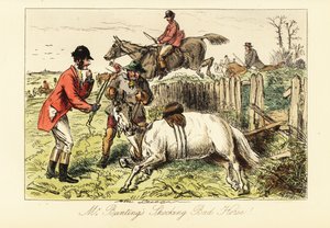 English Gentleman with His Fallen Horse During a Fox Hunt