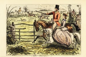 English Lady Riding Sidesaddle in a Fox Hunt