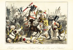 King Richard I fighting Saladin at the Battle of Arsuf, Palestine by John (after) Leech