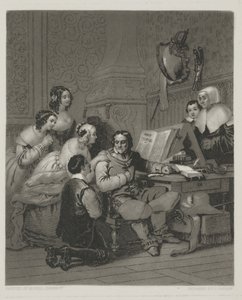 The Family of Cromwell Interceding for The Life of Charles I, print made by Alfred Johannot