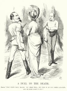 A Duel to the Death - the Franco-Prussian War (engraving) by John (after) Tenniel