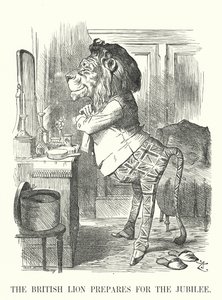 Punch cartoon: The British Lion Prepares for the Jubilee - Queen Victoria