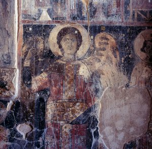 Angel, Fresco in the Byzantine Church of Agios Nikolaos, Maza, Crete, Greece