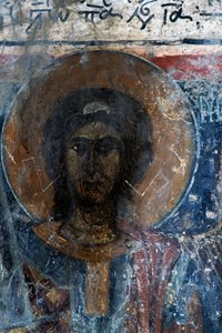 Christ, fresco in church of Agia Paraskevi, Voutas, Crete, Greece