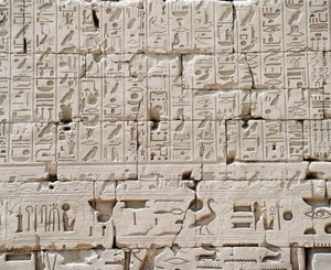 Karnak, Great Temple of Amon, Great Hypostyle Hall, Detail of Outside wall by Walter Charles Mills