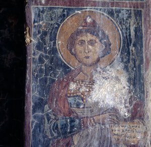 Figure of Saint, Fresco in Church in Kandanos, Crete, Greece by Walter Charles Mills