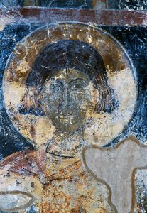 Saint, fresco in St Nicholas Chapel, Maza, Crete, Greece