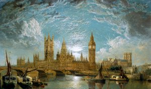Westminster Bridge, the Houses of Parliament and Westminster Abbey seen from the River by John Anderson