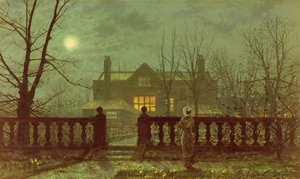 A Lady in a Garden by Moonlight by John Atkinson Grimshaw