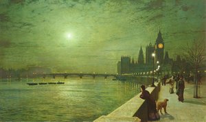 Light Reflections on the Thames at Westminster