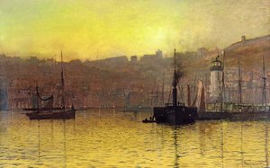 Nightfall in Scarborough Harbour by John Atkinson Grimshaw