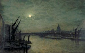 The Thames by Moonlight with Southwark Bridge
