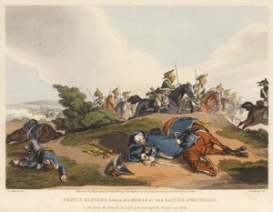 Prince Blucher Under His Horse at the Battle of Waterloo, Engraved by M. Dubourg