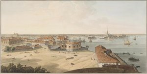 View to the Spit of Vasilyevsky Island and Peter and Paul Fortress by John Augustus Atkinson
