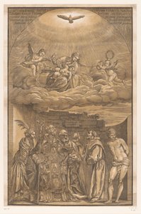 Mary in the clouds and six saints (series title) Artworks of Venetian masters (series title) by John Baptist Jackson