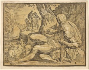 Ulysses and Polyphemus by John Baptist Jackson, after Francesco Primaticcio
