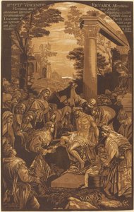 The Raising of Lazarus by John Baptist Jackson after Leandro Bassano