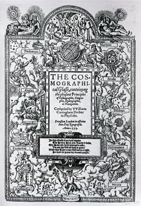Titlepage of The Cosmographical Glass, 1559 by John Bettes