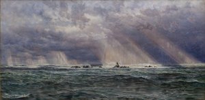 A North West Gale off the Longships Lighthouse by John Brett