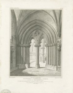 Interior of Lichfield Cathedral - Chapter House doorway by John Britton