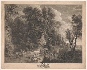 Landscape with Shepherds and Flock at a Watering Place by John Browne