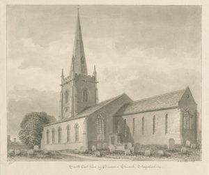 Brewood Church: Sepia Drawing by John Buckler