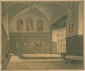 Cambridgeshire - Hall in [?Jesus] College - Interior View