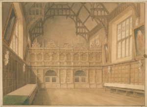 Interior View of Trinity College Hall, Cambridgeshire by John Buckler