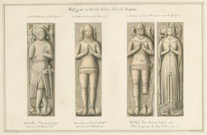 Essex - Earls Colne Church - Effigies, 1824 by John Buckler