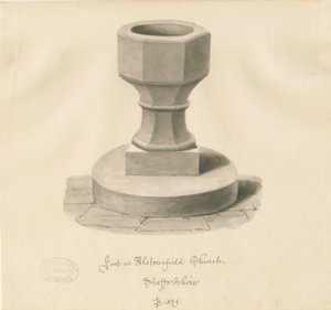 Font in Alstonfield Church by John Buckler
