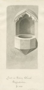 Font in Ashley Church by John Buckler