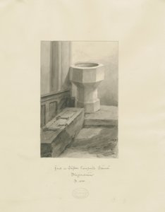 Font in Clifton Campville Church by John Buckler
