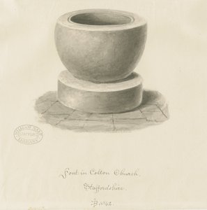 Font in Colton Church by John Buckler