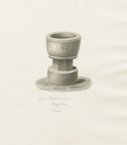 Font in Dilhorne Church by John Buckler