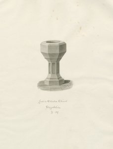 Font in Ellastone Church by John Buckler